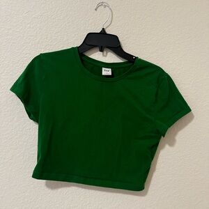 Aritzia Forest Green Crop Tee (Size M)